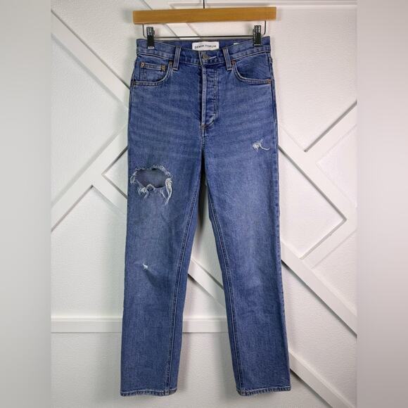 Denim Forum Denim - Aritzia Denim Forum The Arlo Hi-Rise Straight Distressed Jeans Size 25